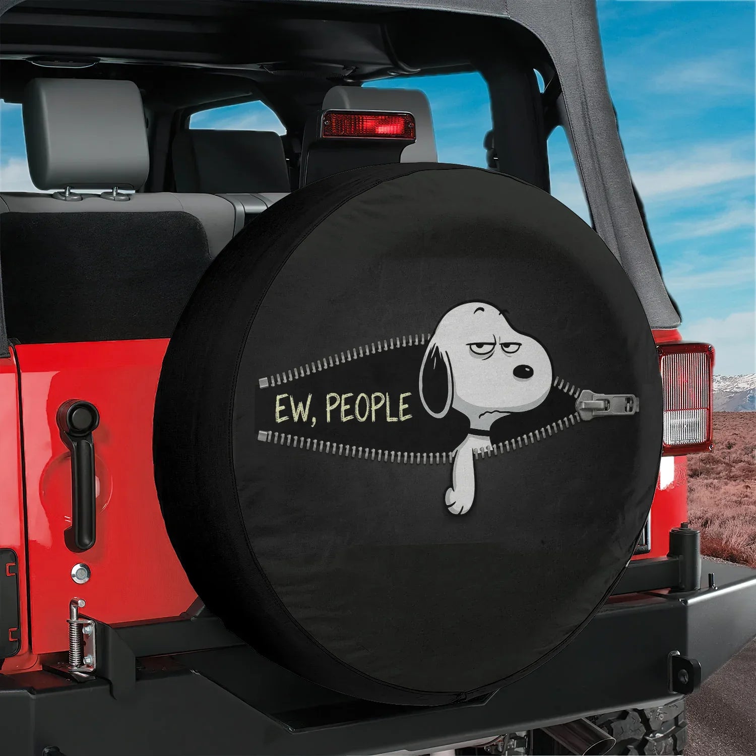 Snoopy Leather Spare Tire Cover – Ew People Funny Jeep Accessory - PersonalizedFury