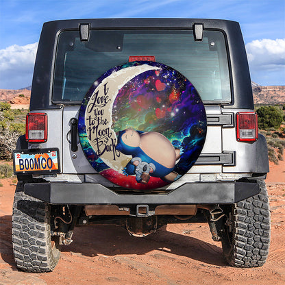 Snorlax Sleep Love You To The Moon Galaxy Car Spare Tire Cover
