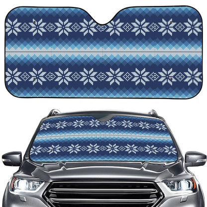 Snow Flower Knitted Pattern Print Car Windshield Sun Shade