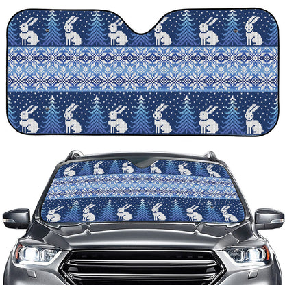 Snow Rabbit Knitted Pattern Print Car Windshield Sun Shade