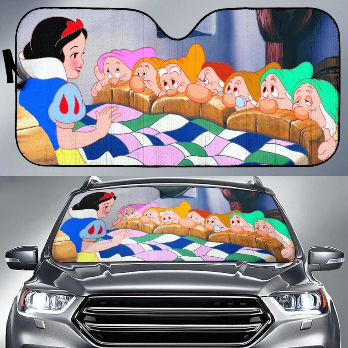 Snow White And 7 Dwarfs Cartoon Auto Sun Shade Nh07 Universal Fit 111204