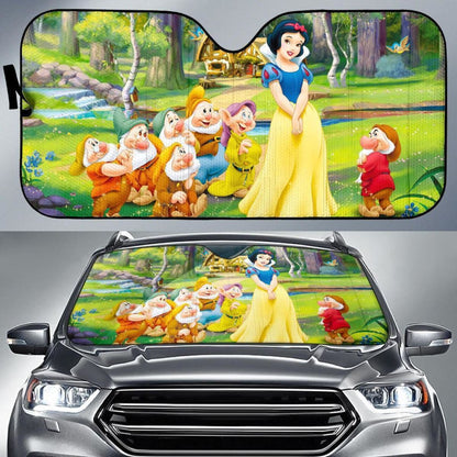 Snow White And Seven Dwarfs Cartoon Auto Sun Shade Nh07 Universal Fit 111204