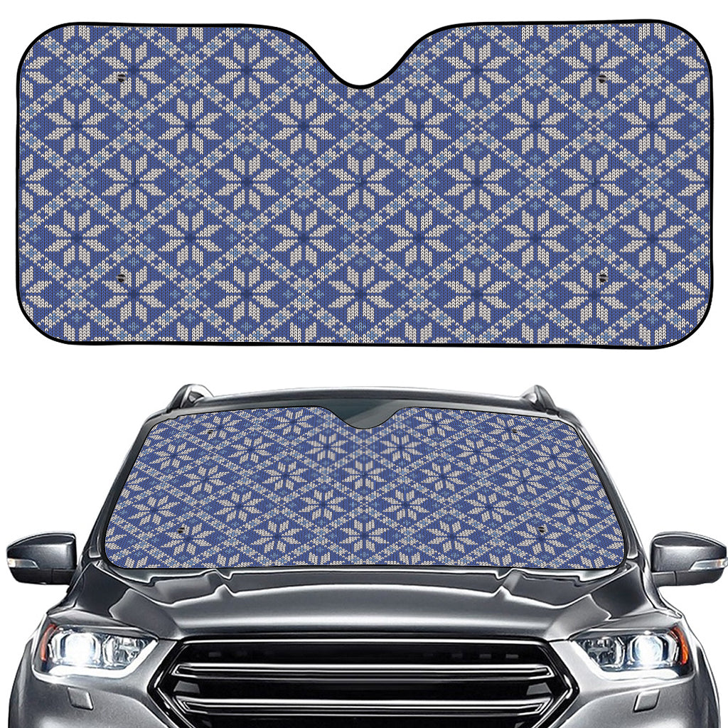 Snowflakes Knitted Pattern Print Car Windshield Sun Shade