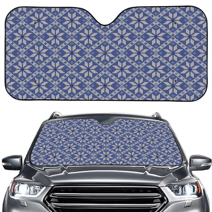 Snowflakes Knitted Pattern Print Car Windshield Sun Shade