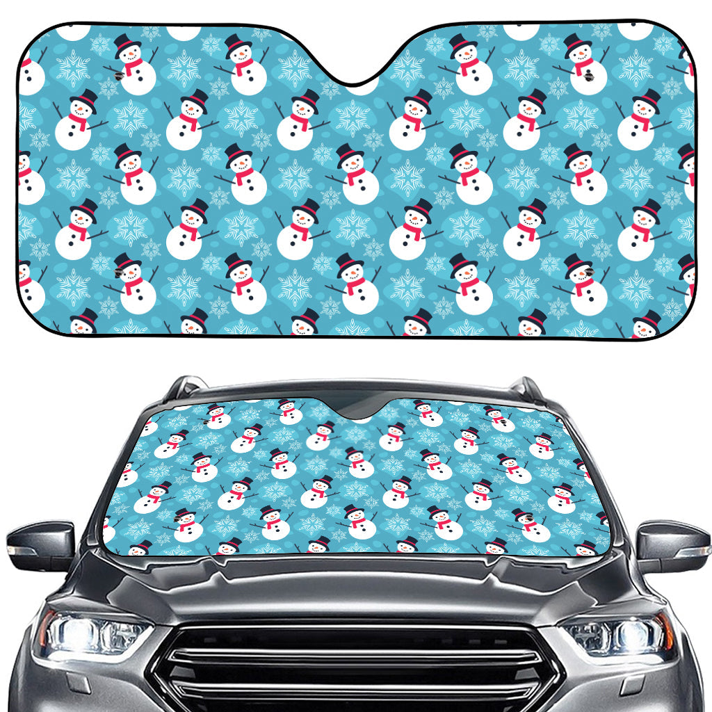 Snowman And Snowflake Pattern Print Car Windshield Sun Shade