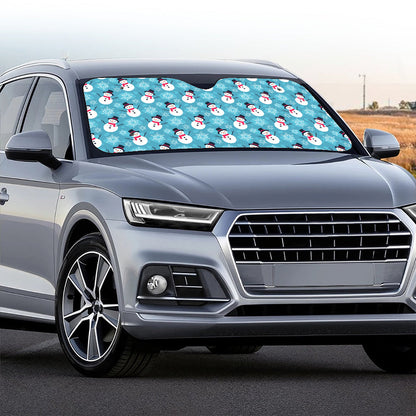 Snowman And Snowflake Pattern Print Car Windshield Sun Shade