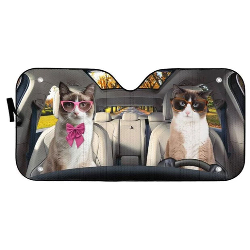 Snowshoe Cat Car Auto Sun Shades Windshield Accessories Decor Gift