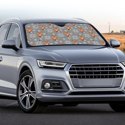Snowy Fox Knitted Pattern Print Car Windshield Sun Shade