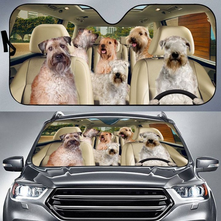 Soft Coated Wheaten Terrier Car All Over Printed 3D Sun Shade