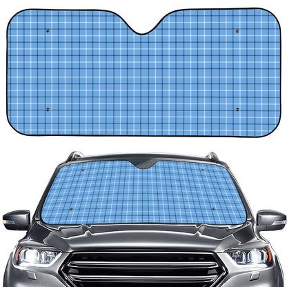 Solf Blue Tattersall Pattern Print Car Windshield Sun Shade