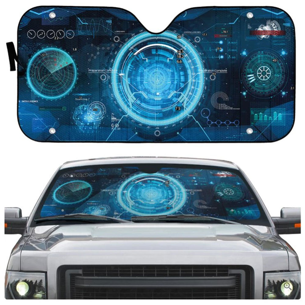 Spacecraft Control Panel Dashboard Custom Car Auto Sun Shades Windshield Accessories Decor Gift