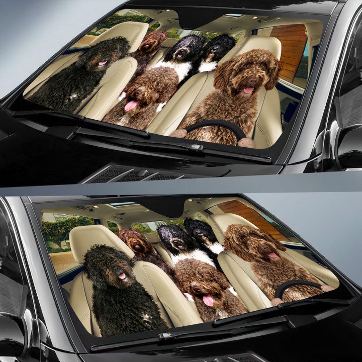 Spanish Water Dog Car All Over Printed 3D Sun Shade