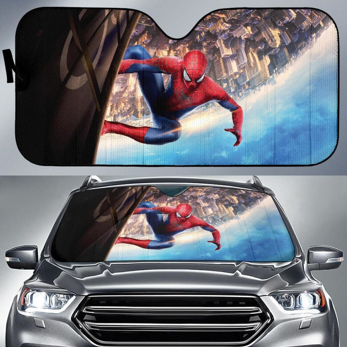 Spider-Man Above City Auto Sun Shade Nh07 Universal Fit 111204