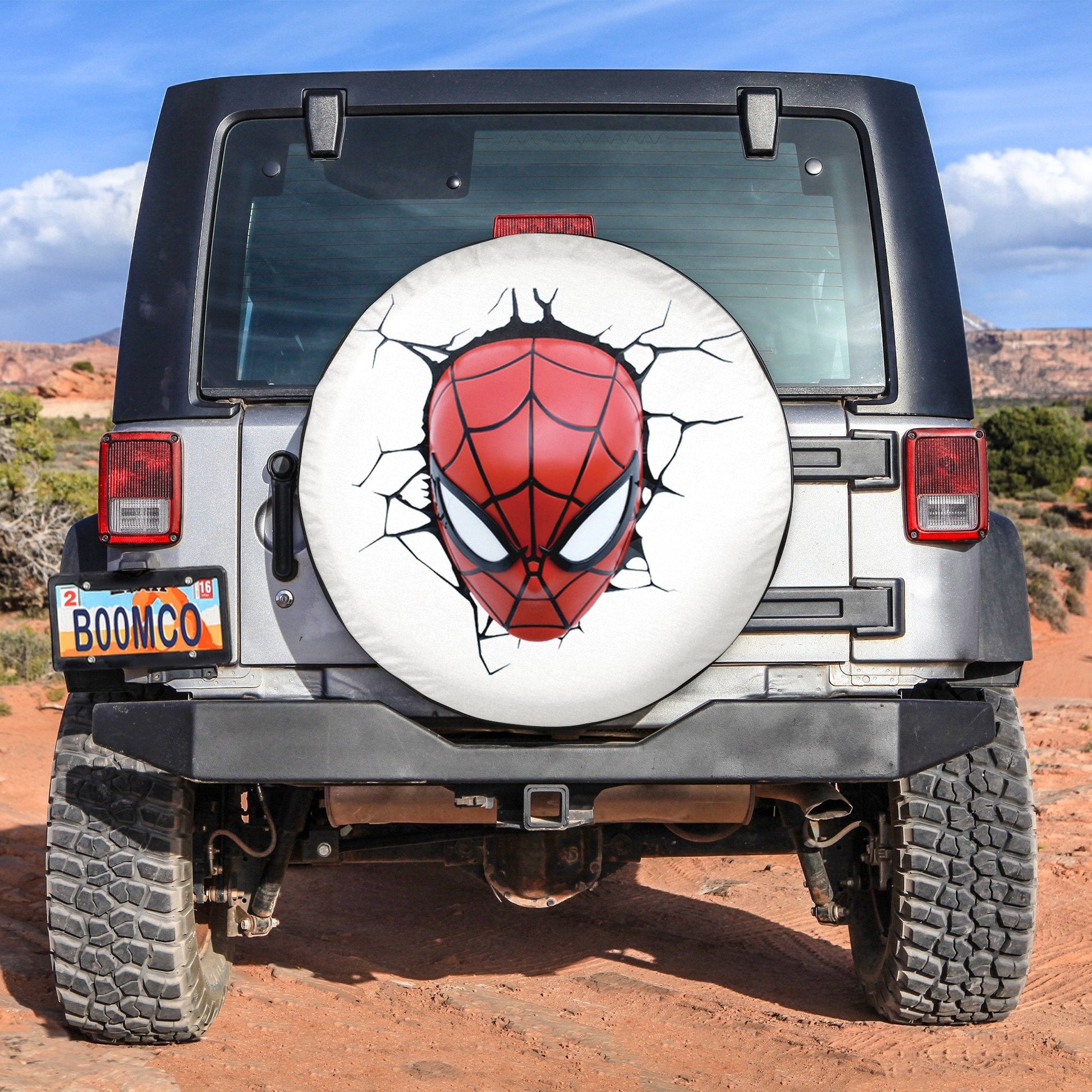 Spiderman 3D Head Funny Spare Tire Cover