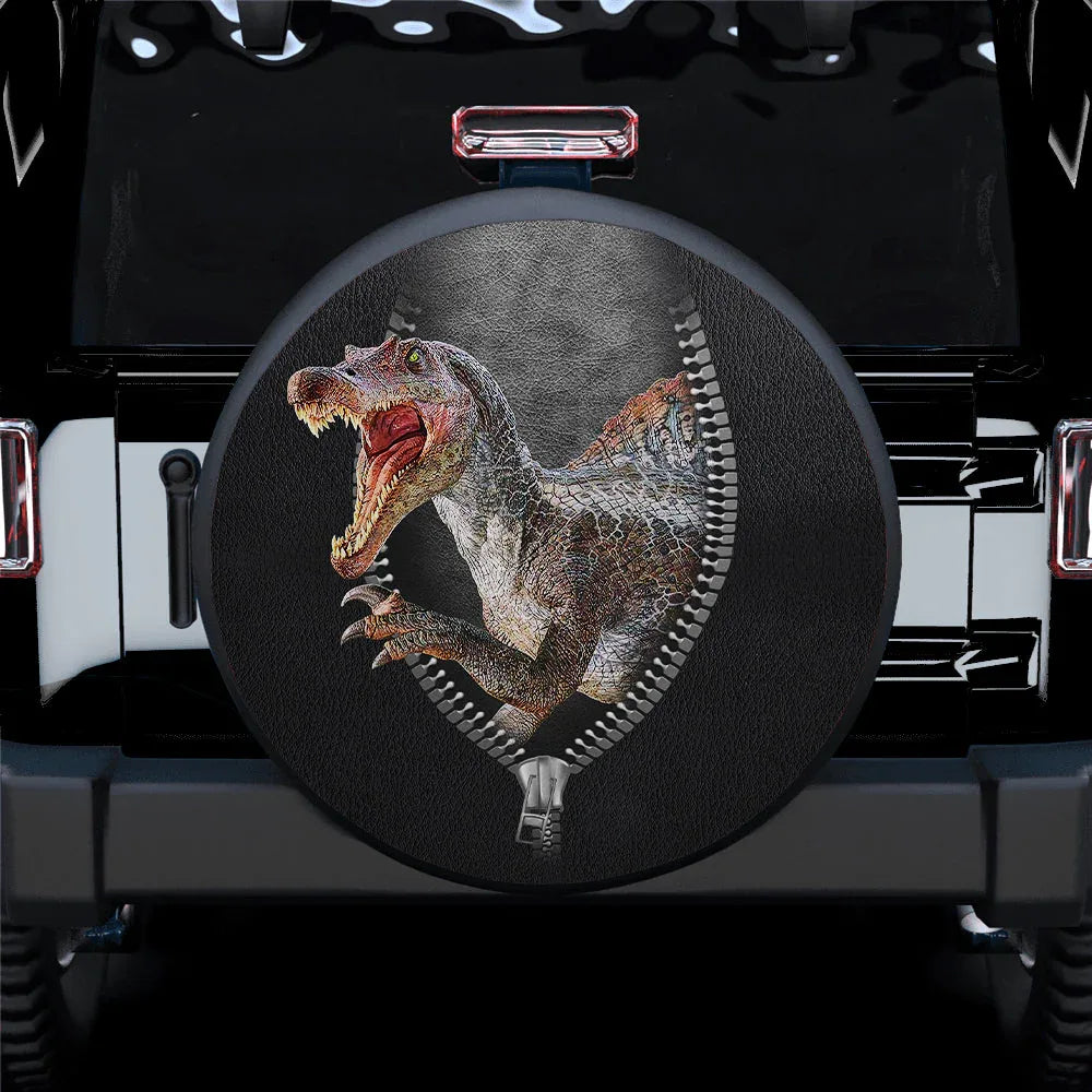 Spinosaurus Jurassic Park Jeep Car Leather Spare Tire Cover - PersonalizedFury