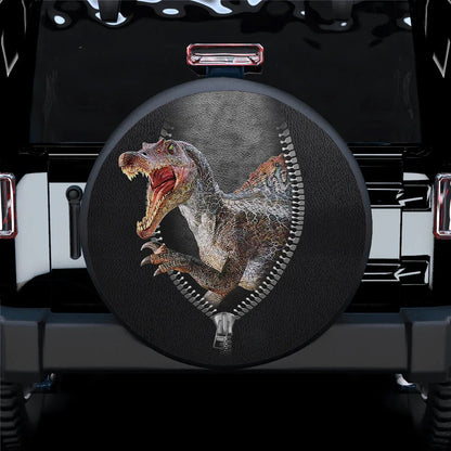 Spinosaurus Jurassic Park Jeep Car Leather Spare Tire Cover - PersonalizedFury