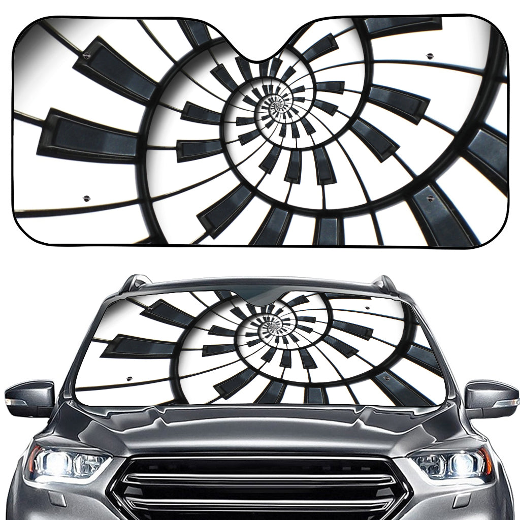 Spiral Piano Keyboard Print Car Windshield Sun Shade