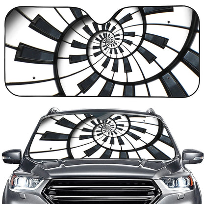 Spiral Piano Keyboard Print Car Windshield Sun Shade