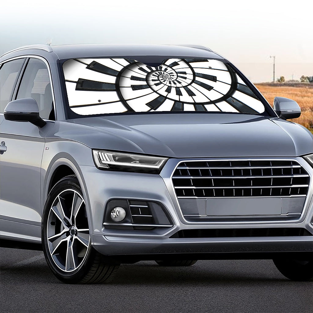 Spiral Piano Keyboard Print Car Windshield Sun Shade