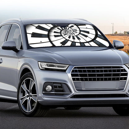 Spiral Piano Keyboard Print Car Windshield Sun Shade