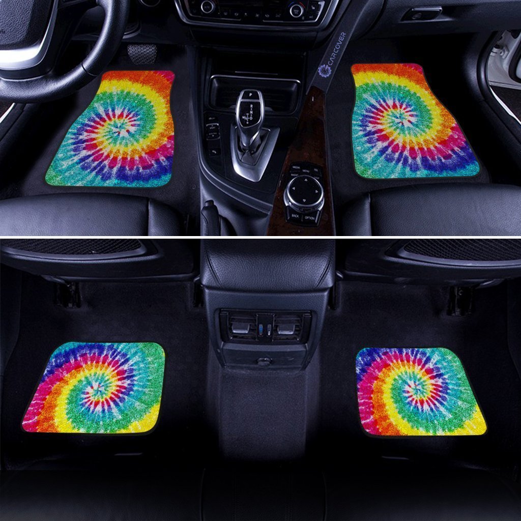 Spiral Tie Dye Car Floor Mats Custom Hippie Car Accessories