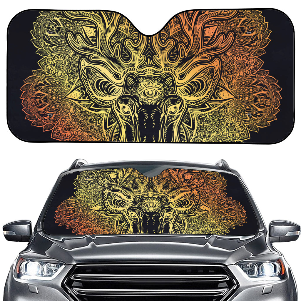 Spiritual Deer Mandala Print Car Windshield Sun Shade
