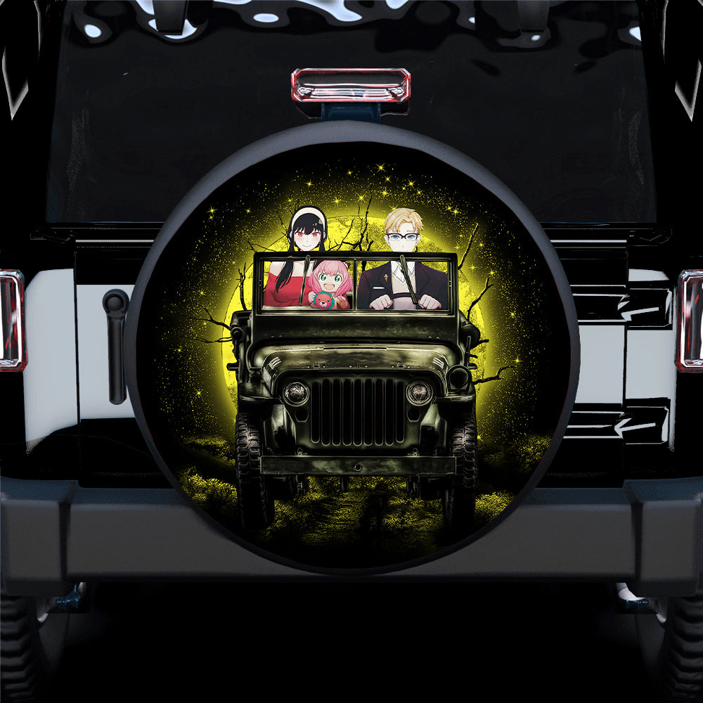 Spy X Family Yor Anya Ride Jeep Moonlight Halloween Funny Car Spare Tire Cover