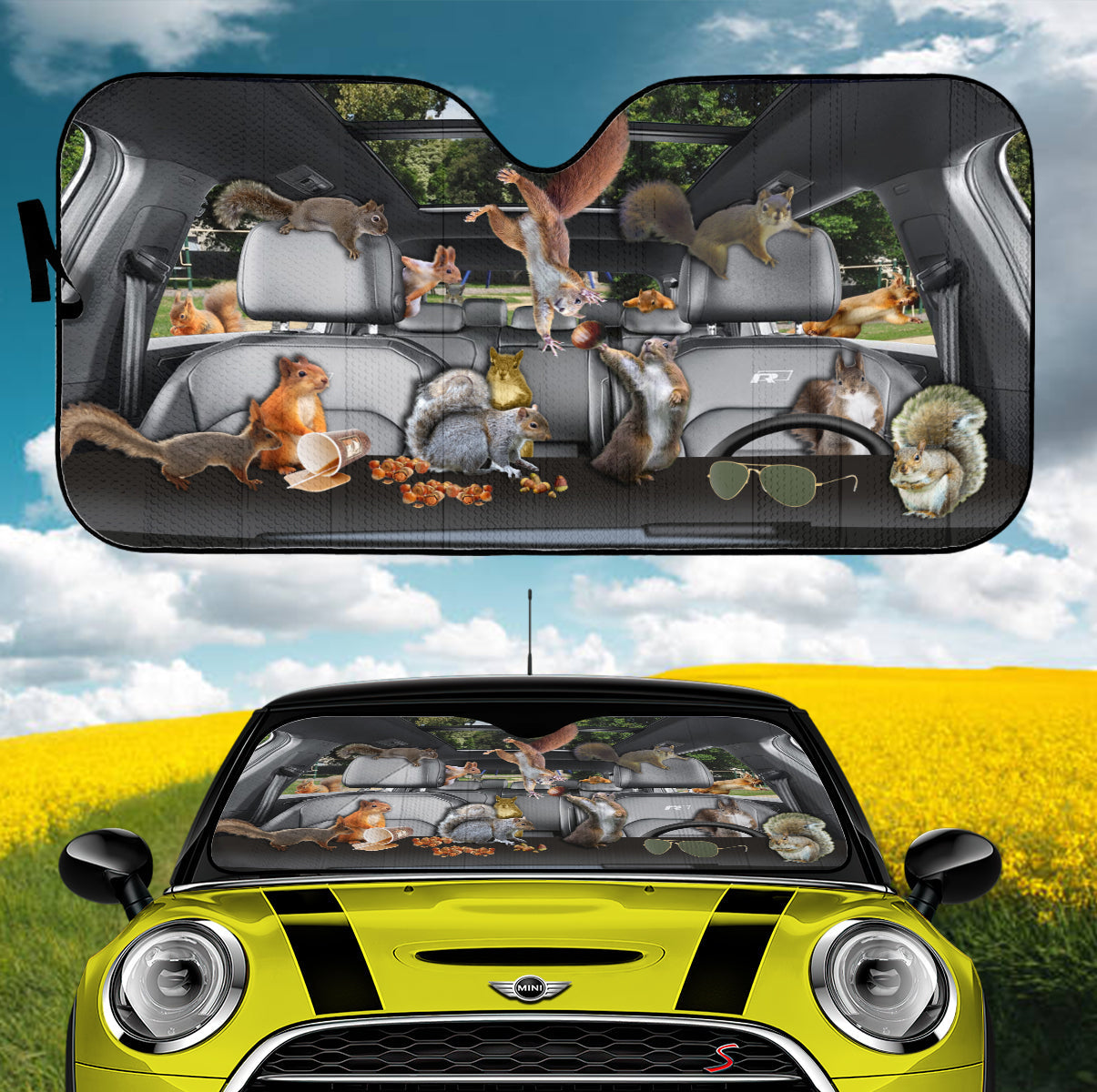 Squirrel Custom Car Auto Sun Shades Windshield Accessories Decor Gift