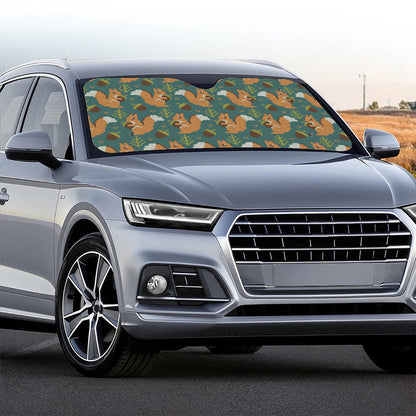 Squirrel Knitted Pattern Print Car Windshield Sun Shade