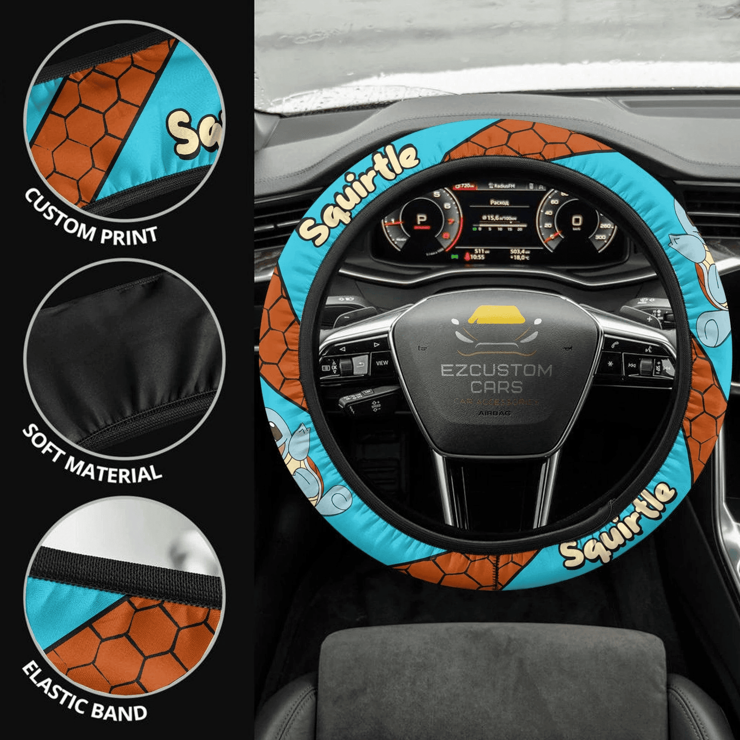 Squirtle Pokemon Anime Steering Wheel Cover