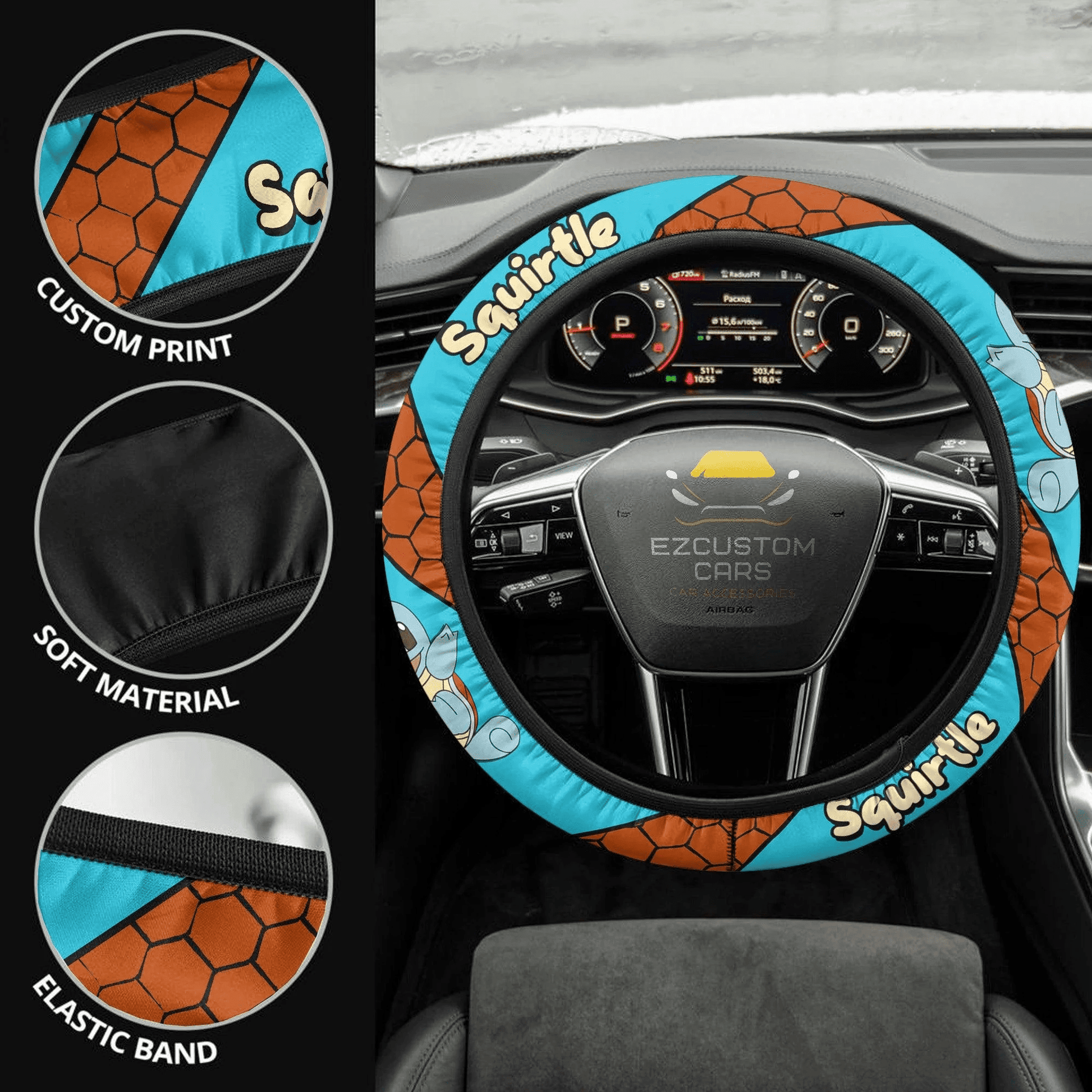 Squirtle Pokemon Anime Steering Wheel Cover