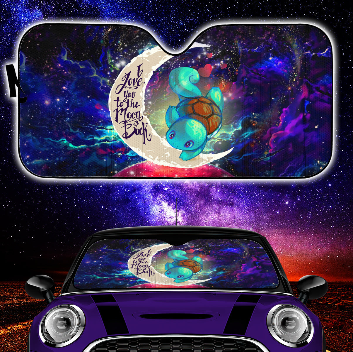 Squirtle Pokemon Love You To The Moon Galaxy Car Auto Sunshades