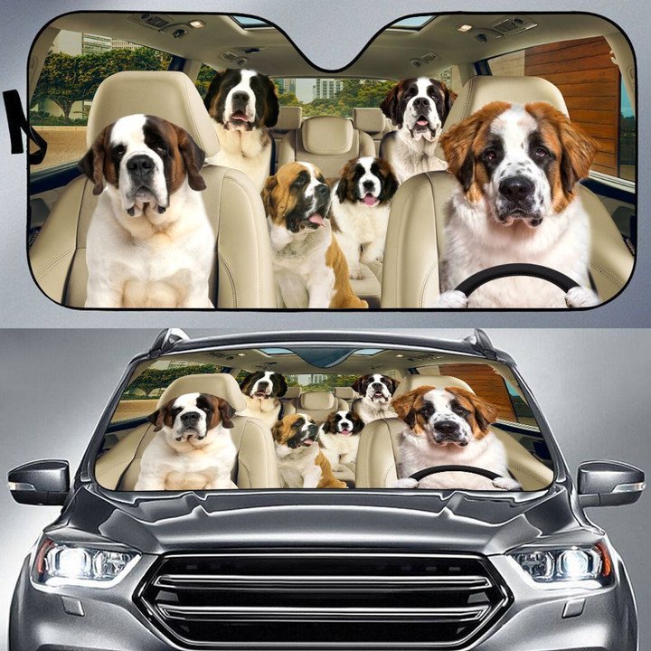 St. Bernard Car All Over Printed 3D Sun Shade