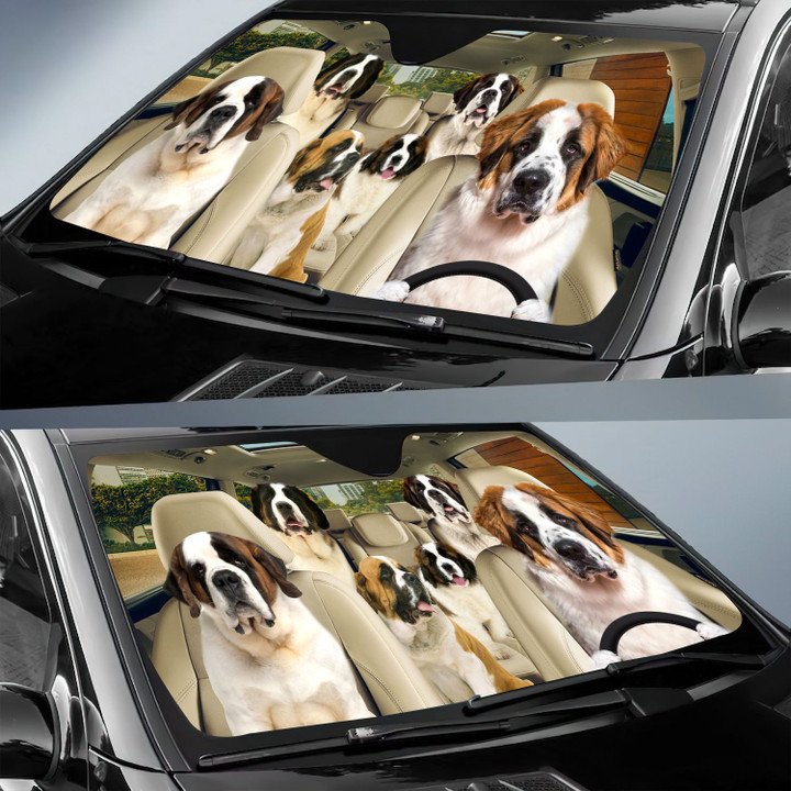 St. Bernard Car All Over Printed 3D Sun Shade