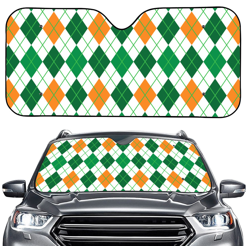 St Patrick's Day Argyle Pattern Print Car Windshield Sun Shade
