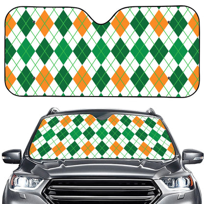 St Patrick's Day Argyle Pattern Print Car Windshield Sun Shade