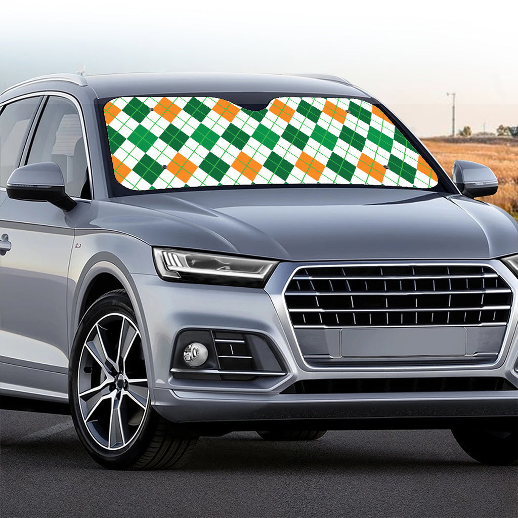 St Patrick's Day Argyle Pattern Print Car Windshield Sun Shade