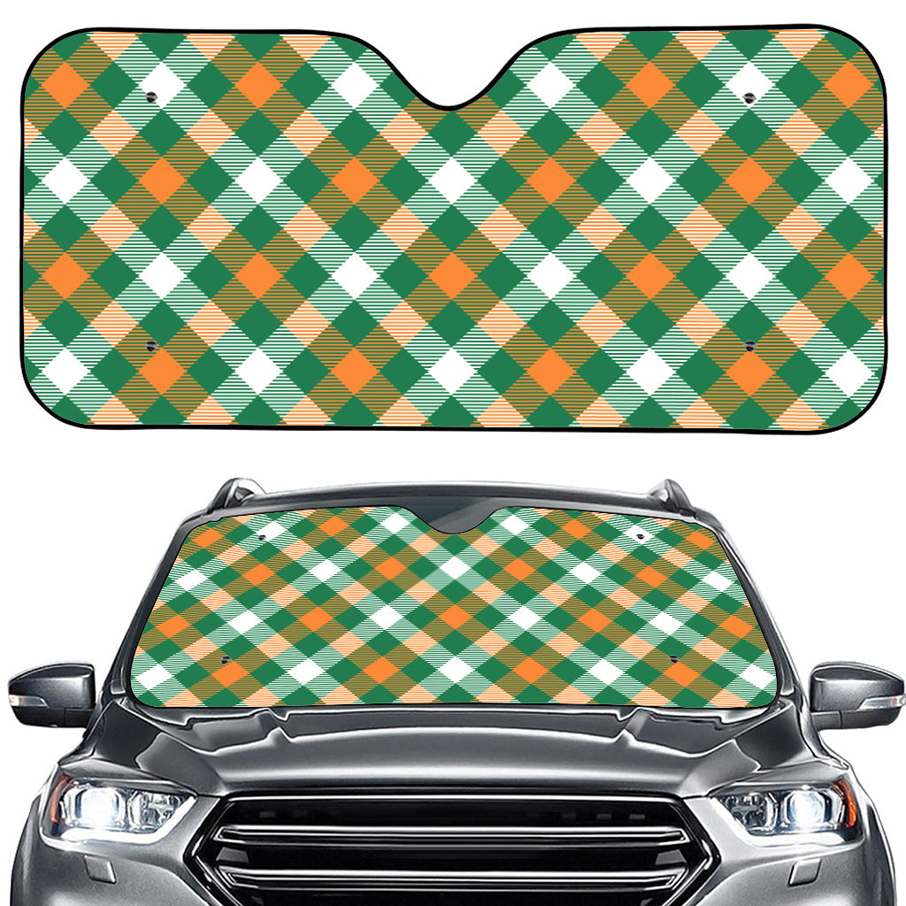 St. Patrick's Day Plaid Pattern Print Car Windshield Sun Shade