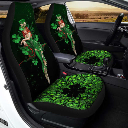 St. Patrick's Lucky Skull Shamrock Car Seat Covers Set Of 2