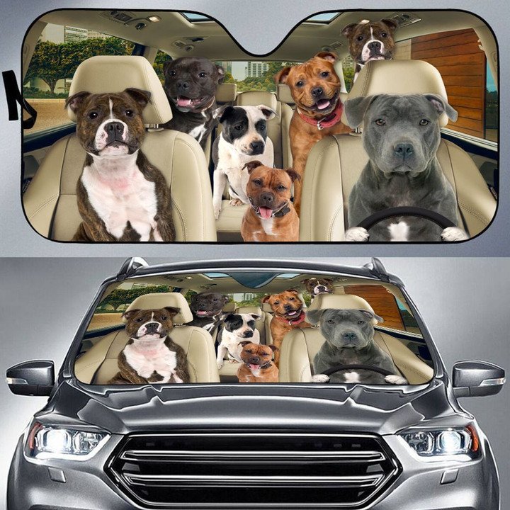 Staffordshire Bull Terrier Car All Over Printed 3D Sun Shade