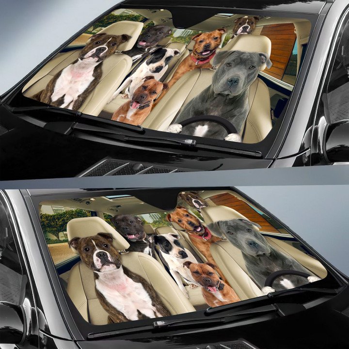Staffordshire Bull Terrier Car All Over Printed 3D Sun Shade