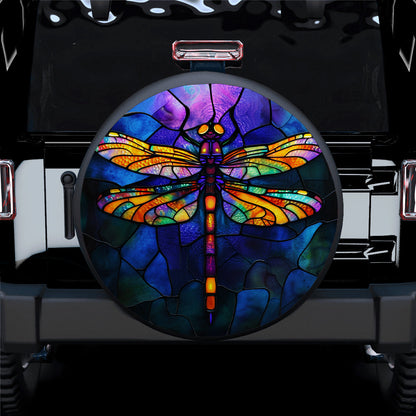 Stained Glass Dragonfly Color Car Spare Tire Cover
