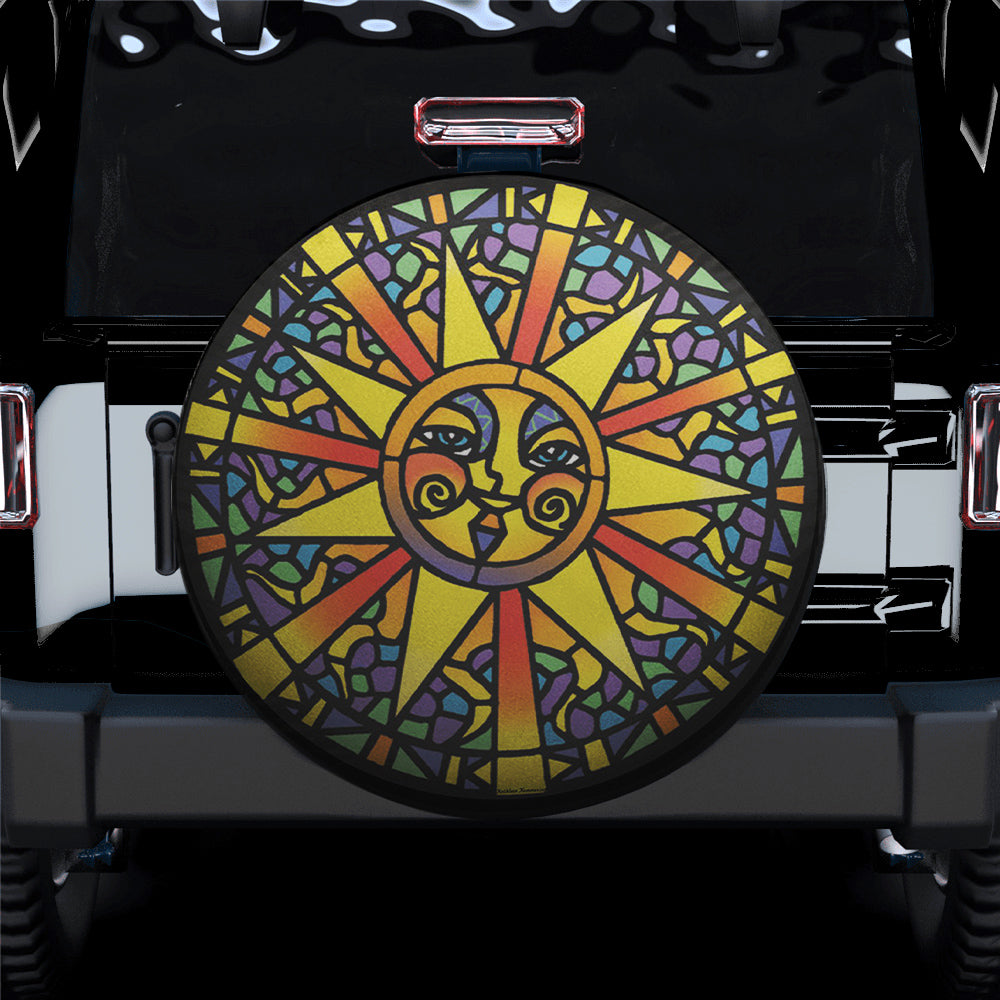 Stained Glass Sun Spare Tire Cover