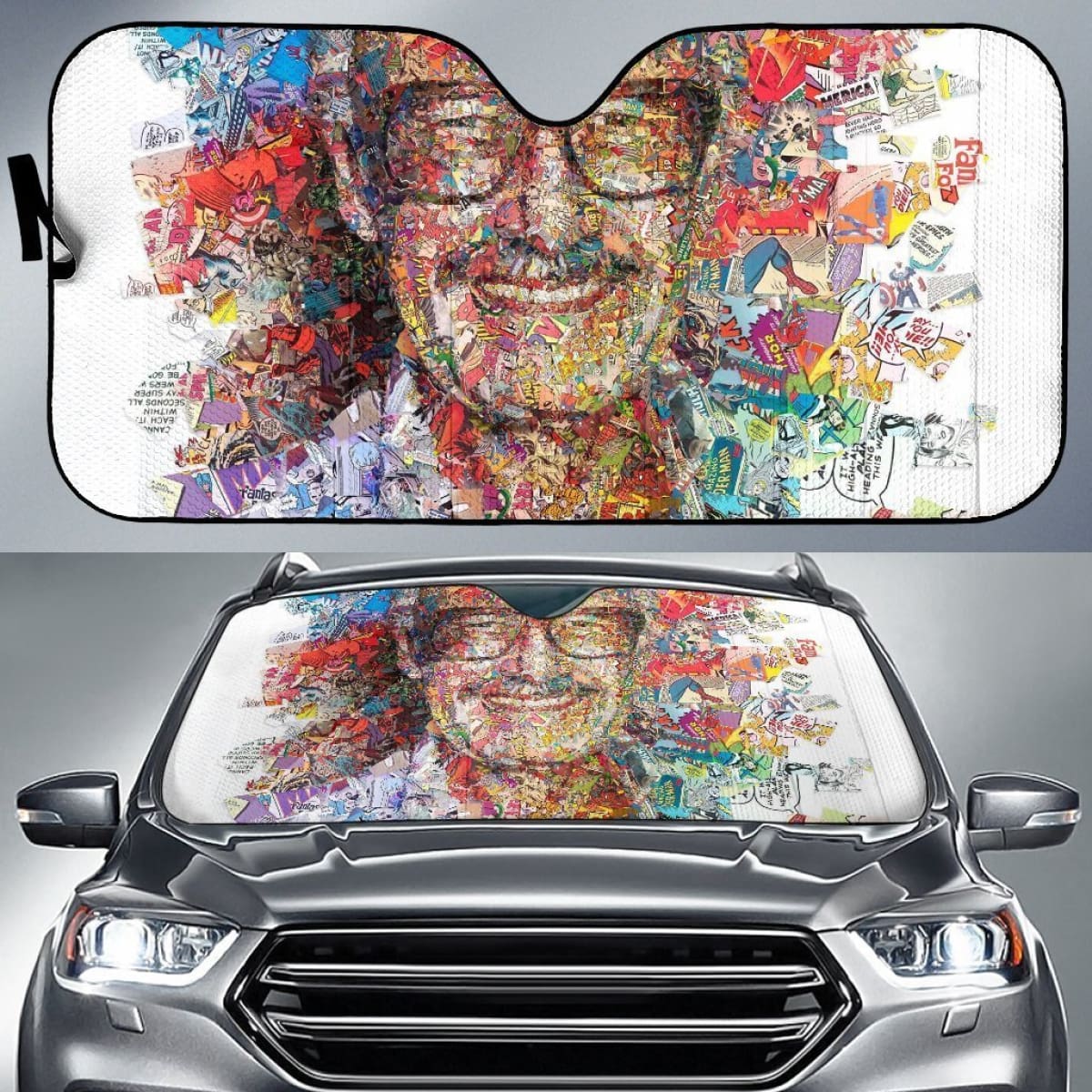 Stan Lee Collage Portrait Auto Sun Shades Lt02 Universal Fit 111204