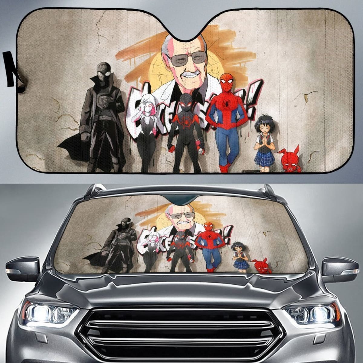 Stan Lee & Spider Man Auto Sun Shades Lt02 Universal Fit 111204