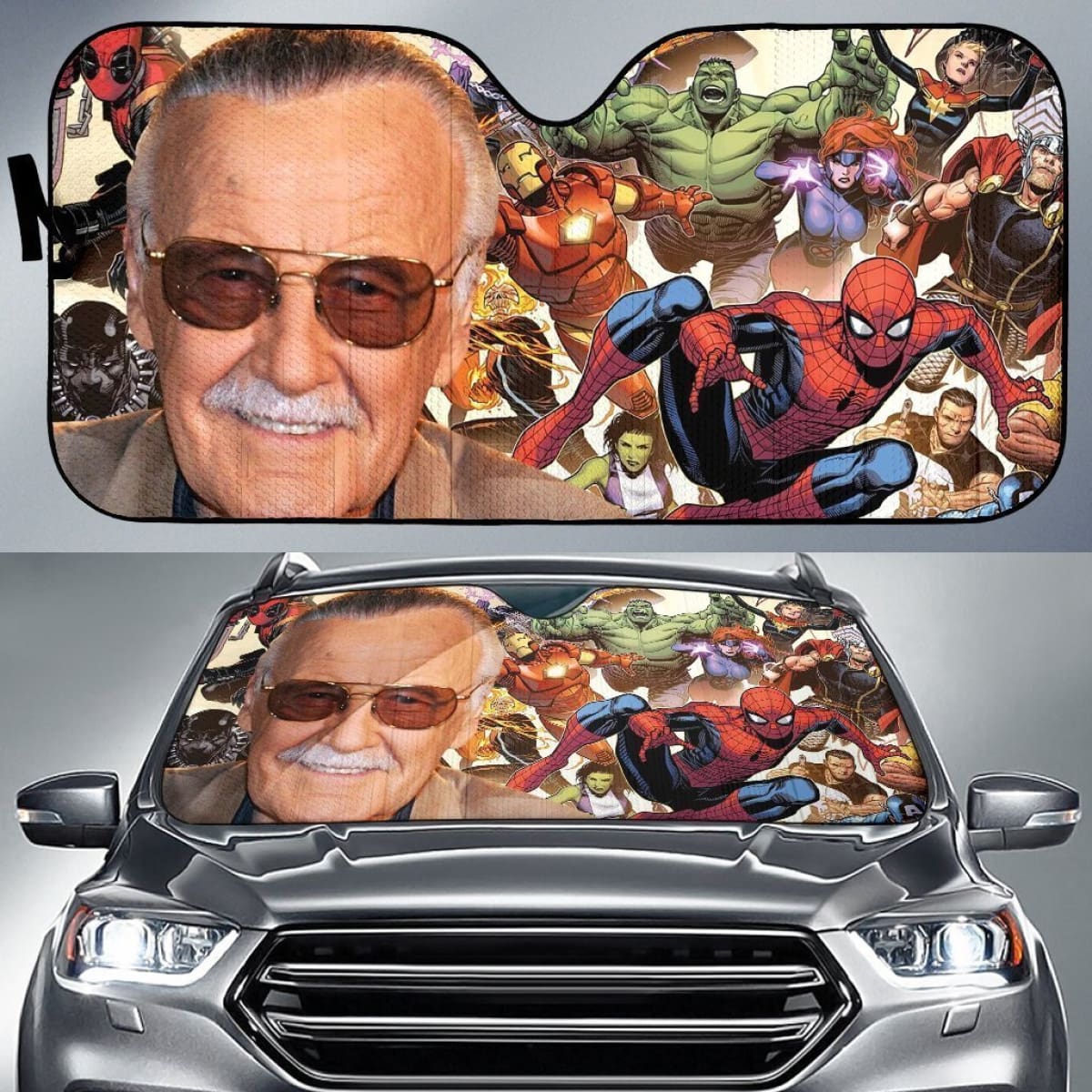 Stan Lee & The Avengers Auto Sun Shades Lt02 Universal Fit 111204
