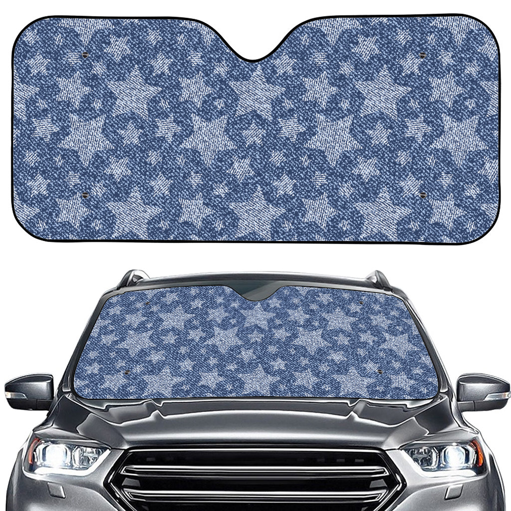 Star Denim Jeans Pattern Print Car Windshield Sun Shade