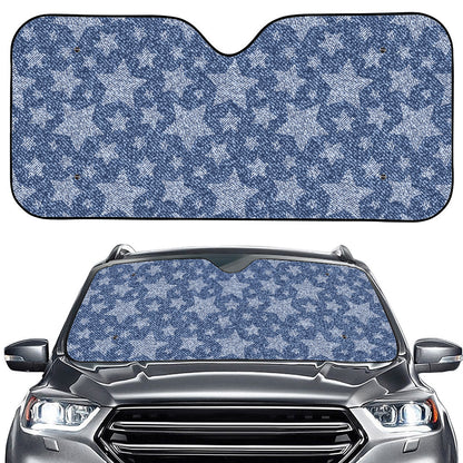 Star Denim Jeans Pattern Print Car Windshield Sun Shade