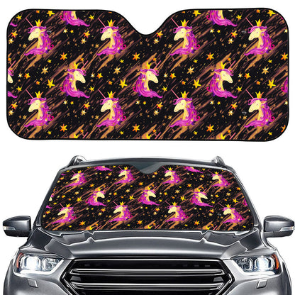 Star Fairy Unicorn Pattern Print Car Windshield Sun Shade
