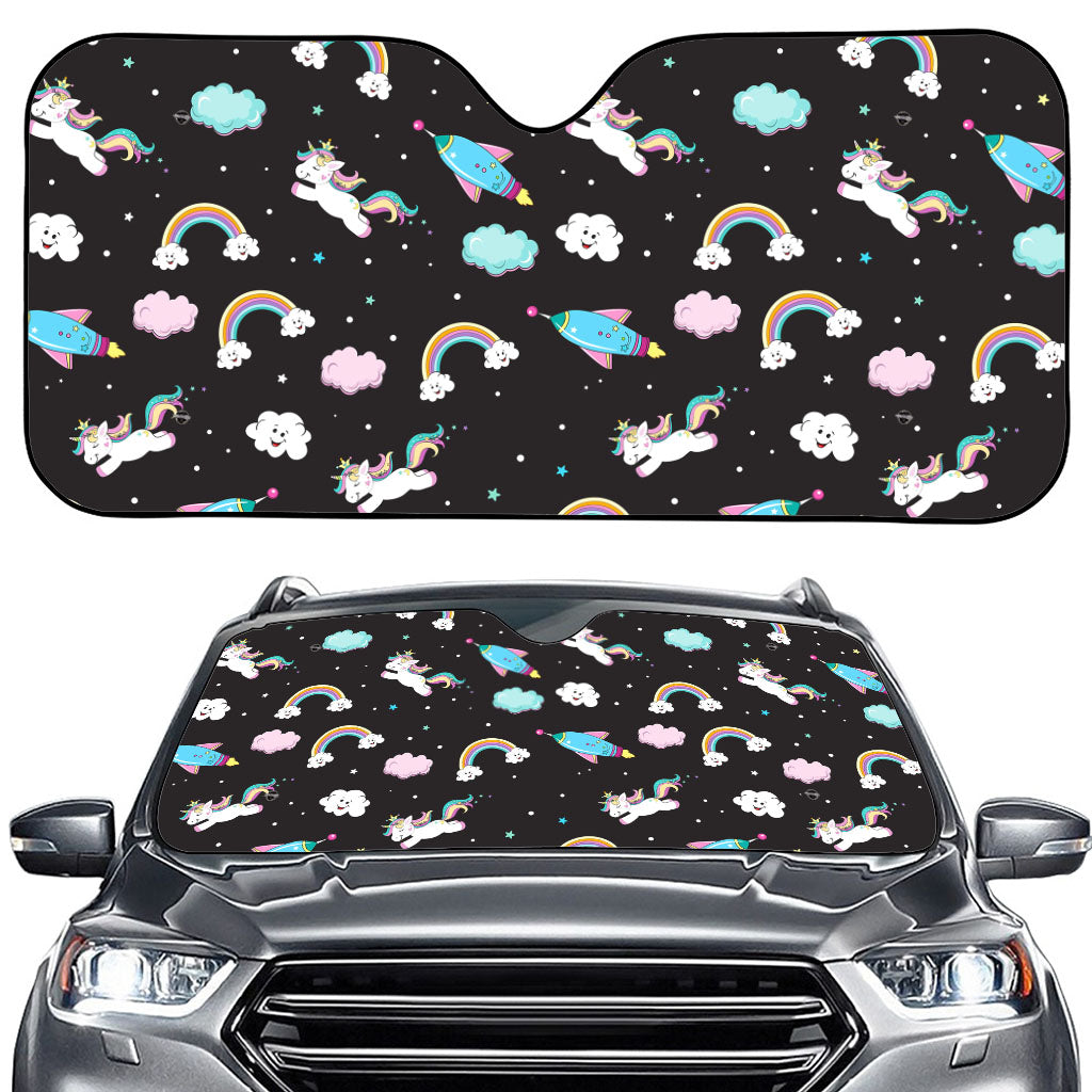 Star Space Unicorn Pattern Print Car Windshield Sun Shade